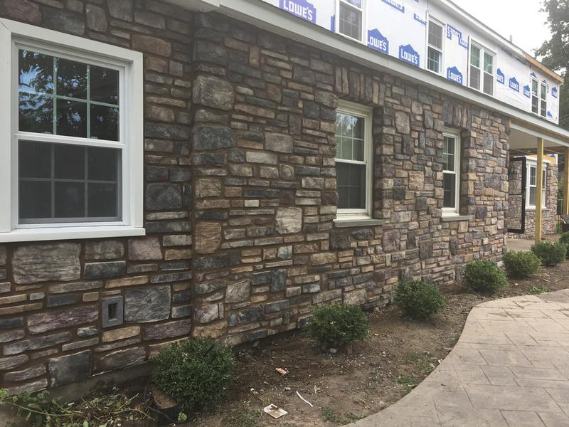 stone veneer on front of home