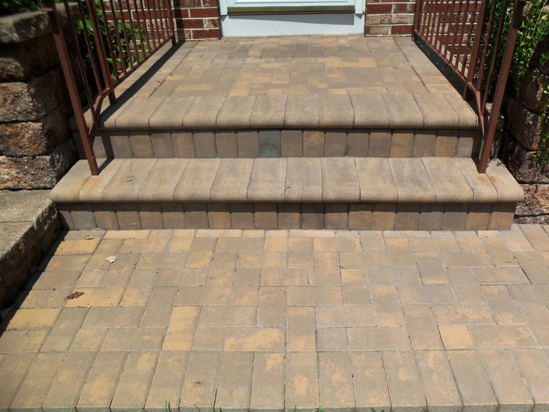 brown paver steps