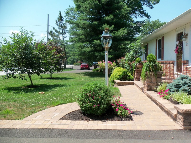 paver walkway and garden retaining wall