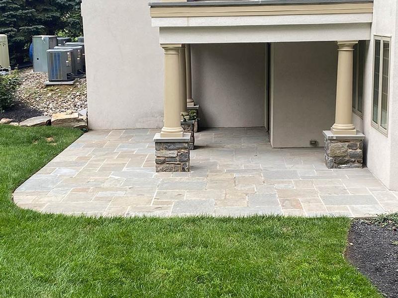 professional patio hardscaping tan and gray